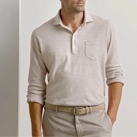 Peter Millar Croxley Long-Sleeve Cotton And linen Polo XL Tailored Fit MSRP $225
